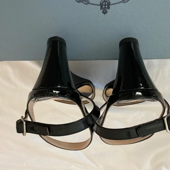 PRADA Women Patent Leather Slingback Wedge Sandal (Size: 38) - Picture 7 of 8